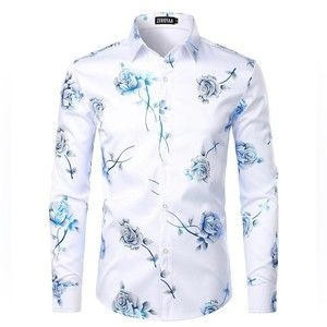 Men’s Nightclub Shiny Golden 3D Rose Printed world-class a memorable night out.